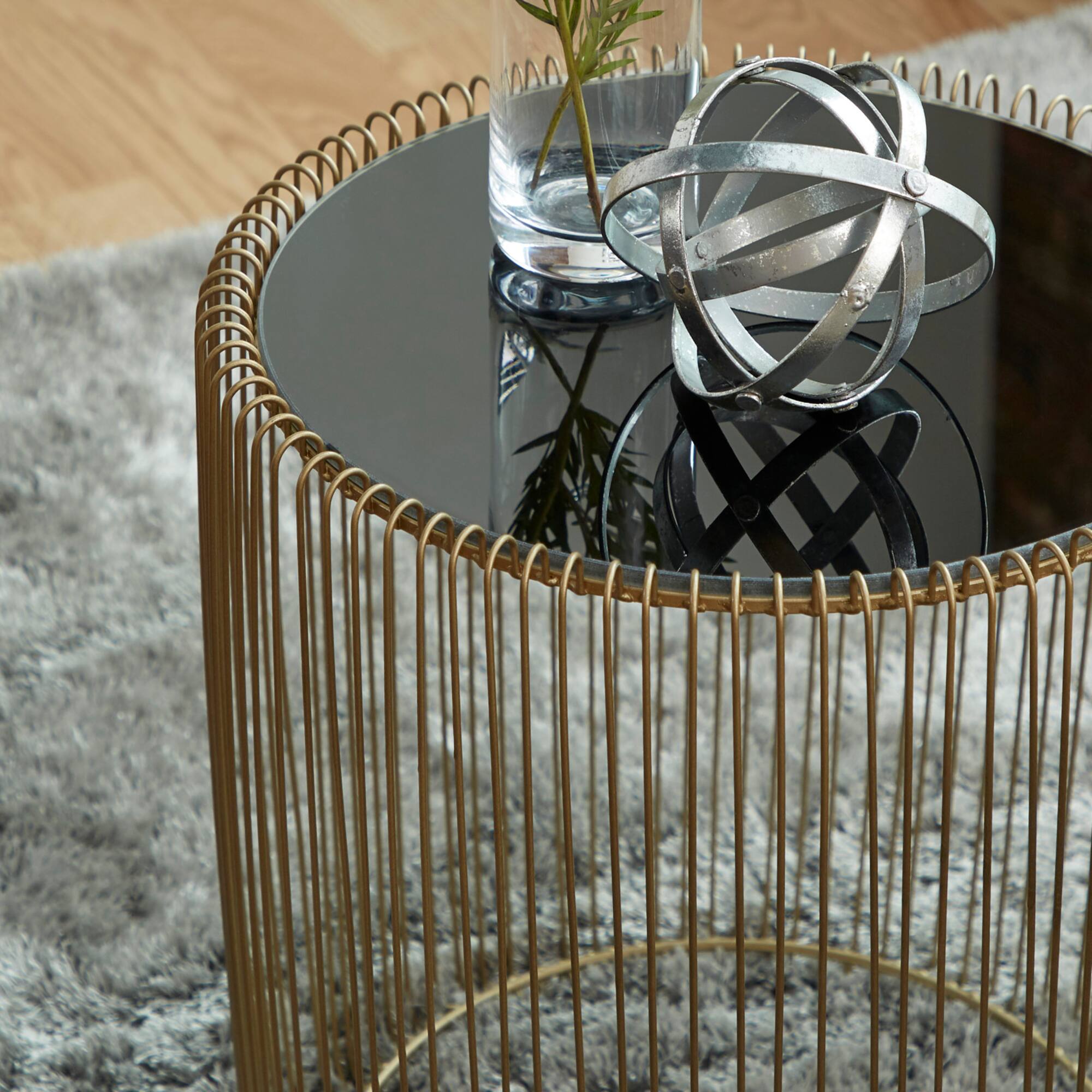 Gold Metal Contemporary Accent Table Set